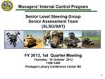 Managers Internal Control Program Senior Level Steering Group Senior Assessment Team SLSG