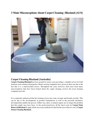 3 Main Misconceptions About Carpet Cleaning - Blaxland [AUS]