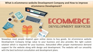 What is eCommerce website Development Company and How to improve eCommerce Development