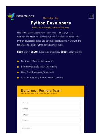 PixelCrayons: Hire India's Top Python Developers