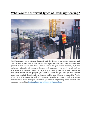 What are the different types of Civil Engineering