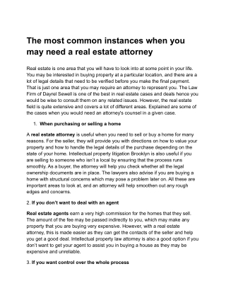 The most common instances when you may need a real estate attorney