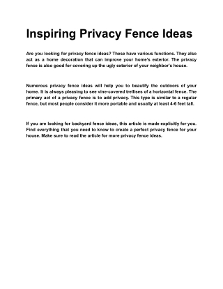 Inspiring Privacy Fence Ideas