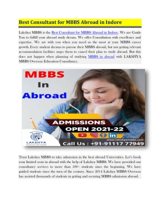 Best Consultant for MBBS Abroad in Indore