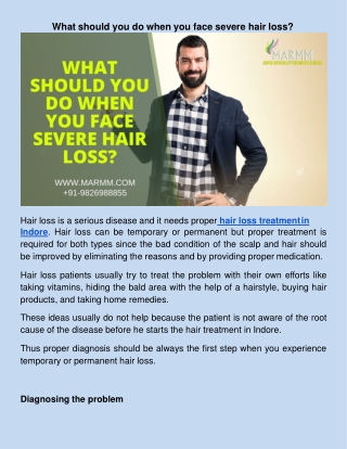 What should you do when you face severe hair loss