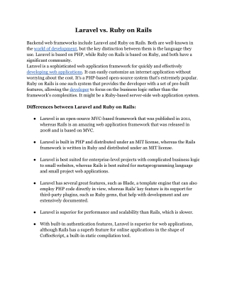 Laravel vs Ruby on Rails