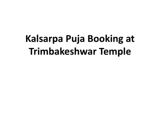 Kalsarpa Puja Booking at Trimbakeshwar Temple