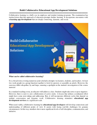 Build Collaborative Educational App Development Solutions