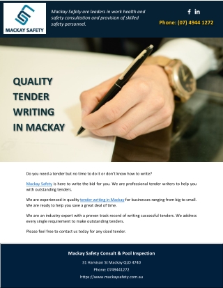 QUALITY TENDER WRITING IN MACKAY