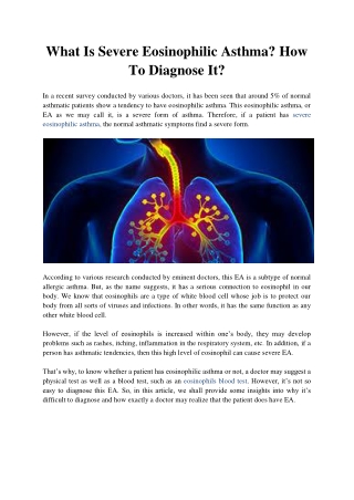 What Is Severe Eosinophilic Asthma? How To Diagnose It?