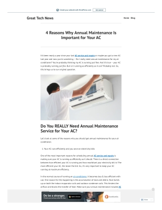 4 Reasons Why Annual Maintenance Is Important for Your AC