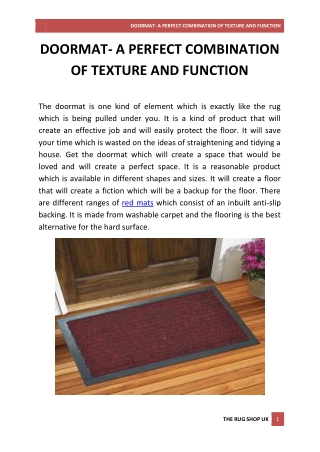 DOORMAT- A PERFECT COMBINATION OF TEXTURE AND FUNCTION