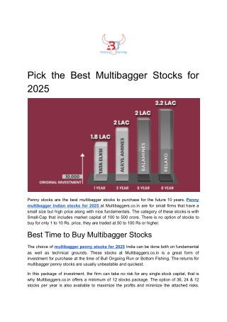 Pick the Best Multibagger Stocks for 2025