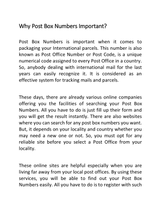 Why Post Box Numbers Important