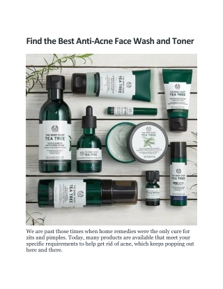Find the Best Anti-Acne Face Wash and Toner
