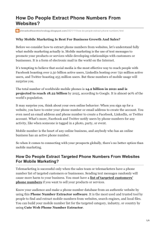 1How Do People Extract Phone Numbers From Websites For Mobile Marketing