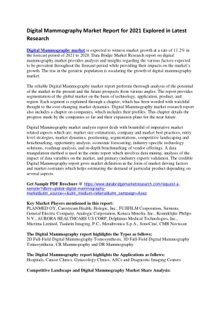 Digital Mammography Market Report for 2021 Explored in Latest Research