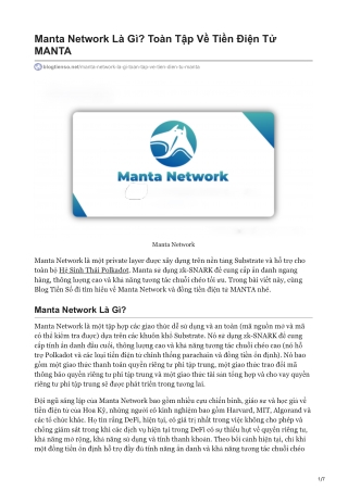 Manta Network Là Gì Toàn Tập Về Tiền Điện Tử MANTA