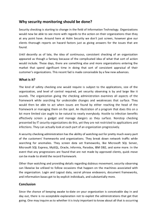 Why security monitoring should be done
