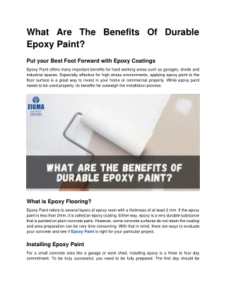 What Are The Benefits Of Durable Epoxy Paint