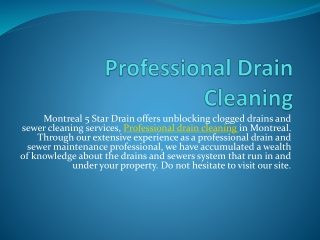 Professional Drain Cleaning