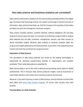 How data science and business analytics are correlated