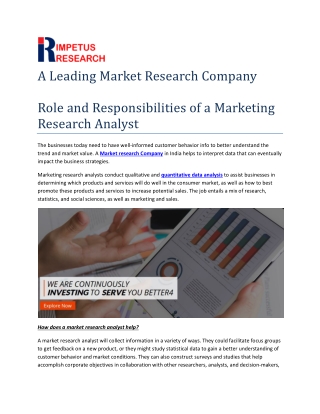 Role and Responsibilities of a Marketing Research Analyst