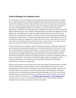 A Secret Weapon For academic essay