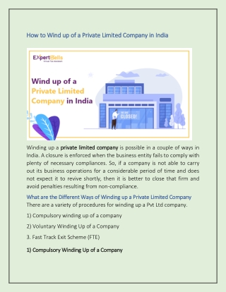 Wind up of a Private Limited Company in India