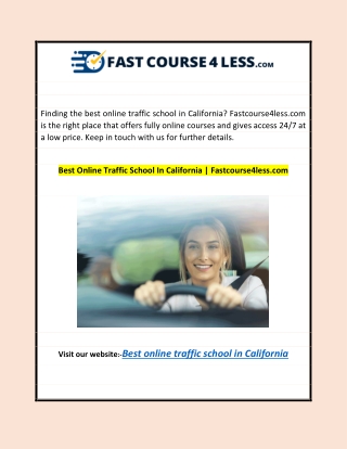 Best Online Traffic School In California | Fastcourse4less.com
