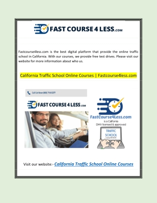 California Traffic School Online Courses | Fastcourse4less.com