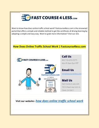 How Does Online Traffic School Work | Fastcourse4less.com