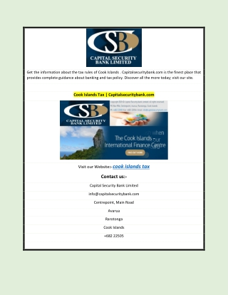 Cook Islands Tax | Capitalsecuritybank.com