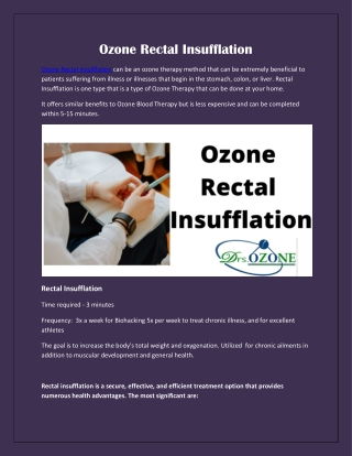 Ozone Rectal Insufflation