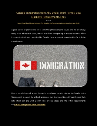 Canada Immigration From Abu Dhabi: Work Permit Visa Eligibility Requirements, Fe