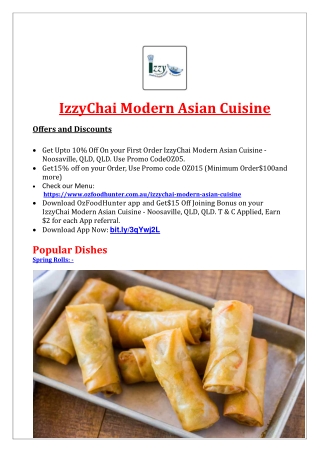 10% Off - IzzyChai menu-Asian Restaurant Noosaville, QLD