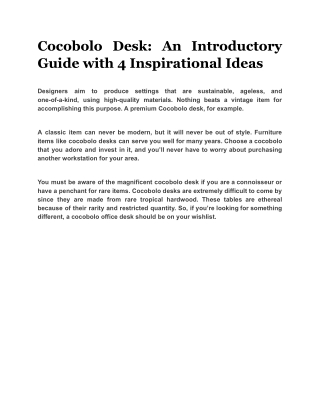 Cocobolo Desk: An Introductory Guide with 4 Inspirational Ideas