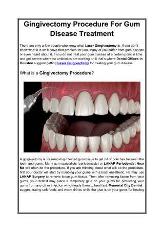 Gingivectomy Procedure For Gum Disease Treatment