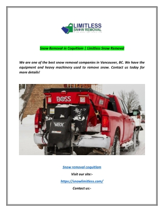 Snow Removal in Coquitlam | Limitless Snow Removal