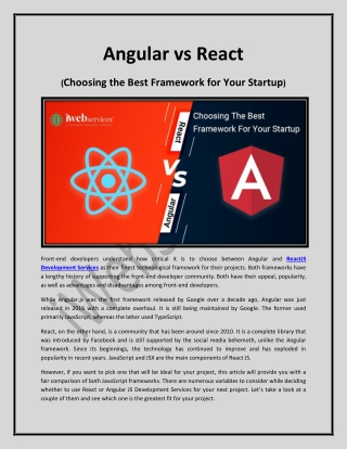 Angular vs React Choosing The Best Framework For Your Startup - iWebServices