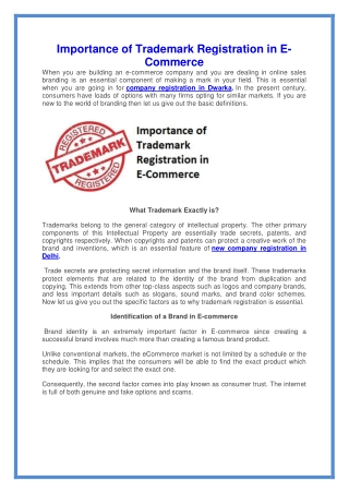 The Trademark Registration and Its Importance in E-Commerce