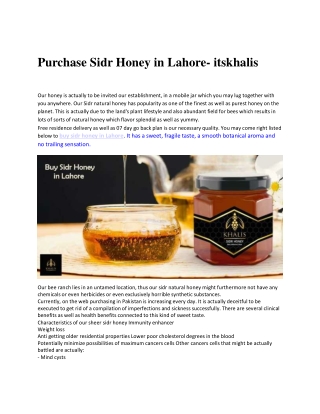 Buy Sidr Honey in Lahore - Its Khalis