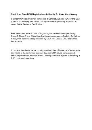 Start Your Own DSC Registration Authority To Make More Money