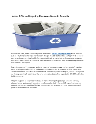 About E-Waste Recycling Electronic Waste in Australia