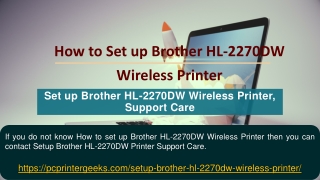 How to Setup Brother HL-2270DW Wireless Printer