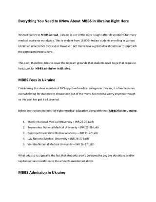 Everything You Need to KNow About MBBS in Ukraine Right Here