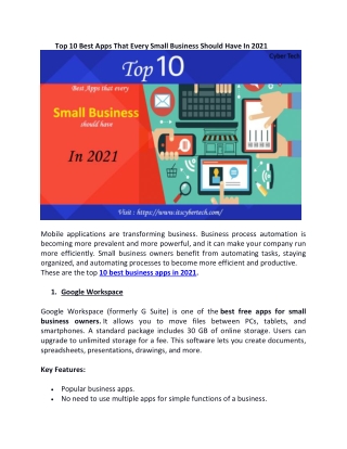 Top 10 Best Apps that every Small Business should have in 2021