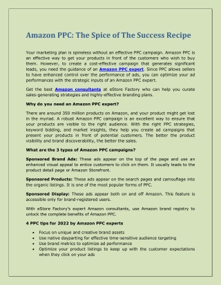 Amazon PPC The Spice of The Success Recipe