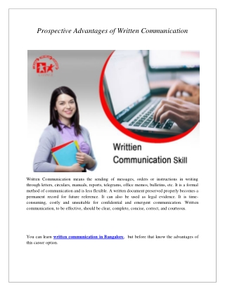 Prospective Advantages of Written Communication