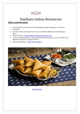 5% off - Rajdhani Indian Restaurant Kincumber Menu, NSW